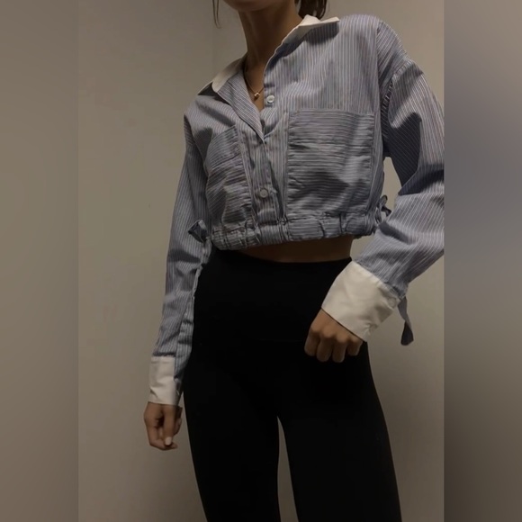 Zara Pinstripe Crop Top - Picture 4 of 5